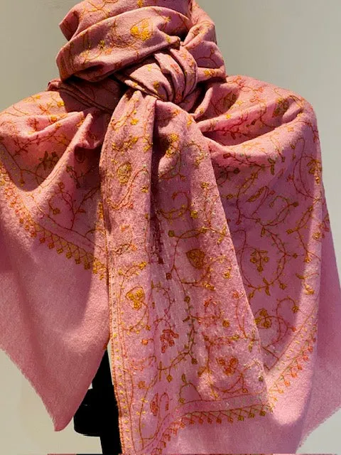 Kashmiri Shawl With All Over Embroidery -  Winter Sale 50% Off - At checkout use code Winter50%
