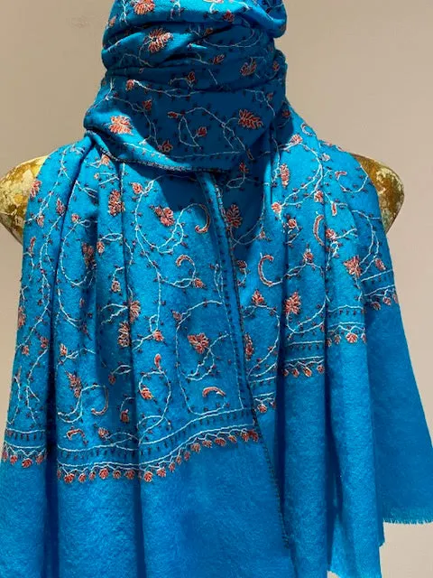 Kashmiri Shawl With All Over Embroidery -  Winter Sale 50% Off - At checkout use code Winter50%