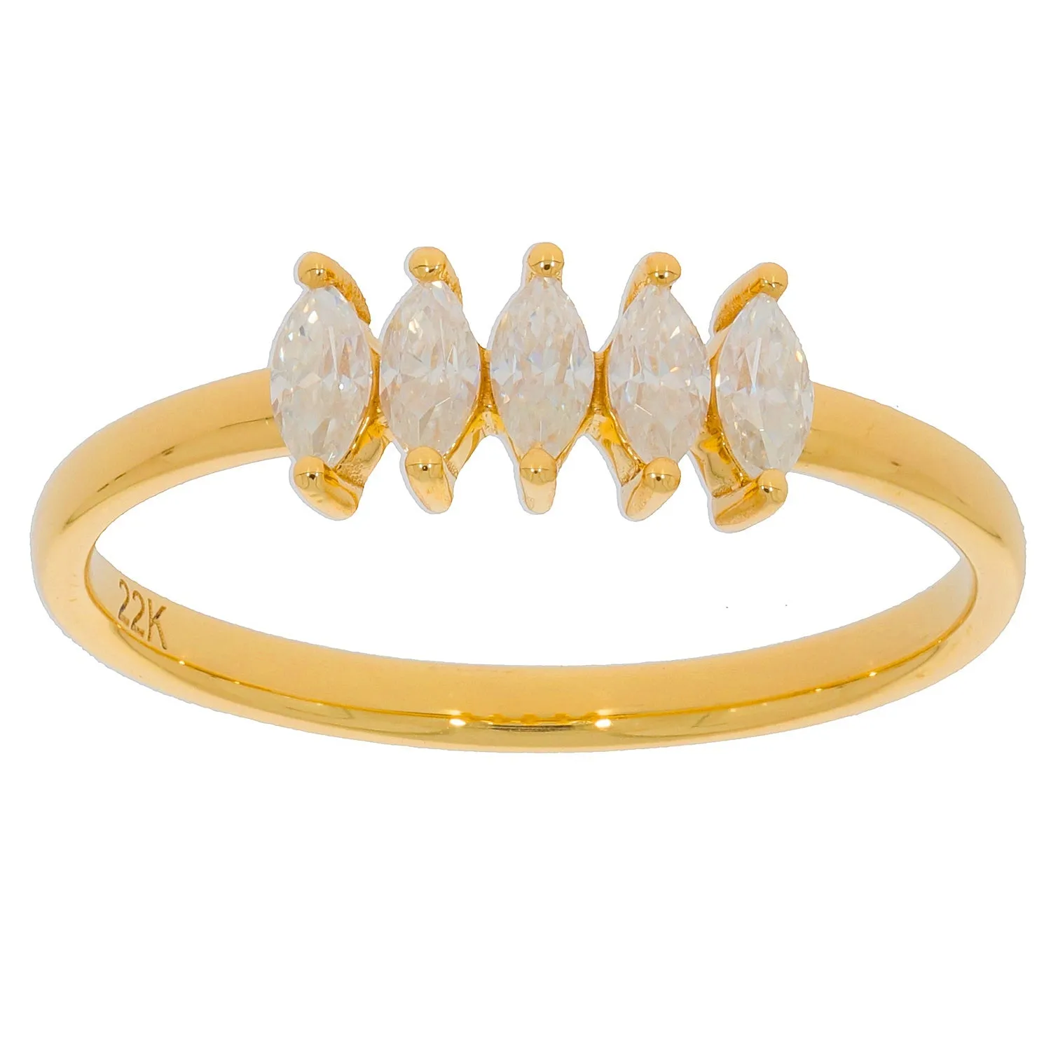 Marquise White Diamond Sterling Silver Ring with Accent
