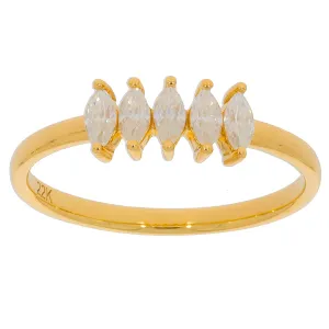 Marquise White Diamond Sterling Silver Ring with Accent