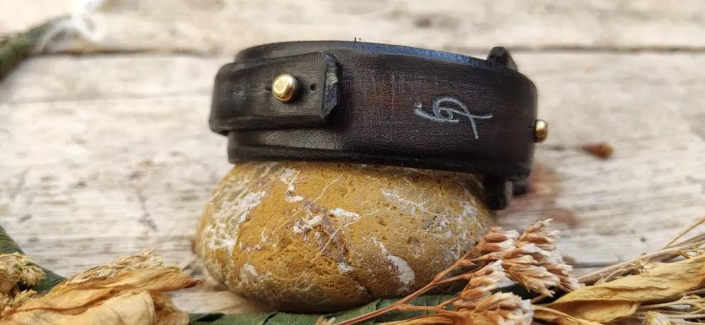 Mens Customizable Brown Leather Wrap Cuff - Handcrafted with Genuine Leather