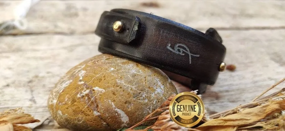 Mens Customizable Brown Leather Wrap Cuff - Handcrafted with Genuine Leather