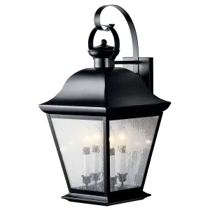 Mount Vernon 29 In 4-Lights Outdoor Wall Light With Clear Seeded Glass, Black Finish