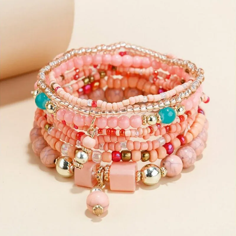 Multi-layer Bohemian Stackable Beaded Bracelets