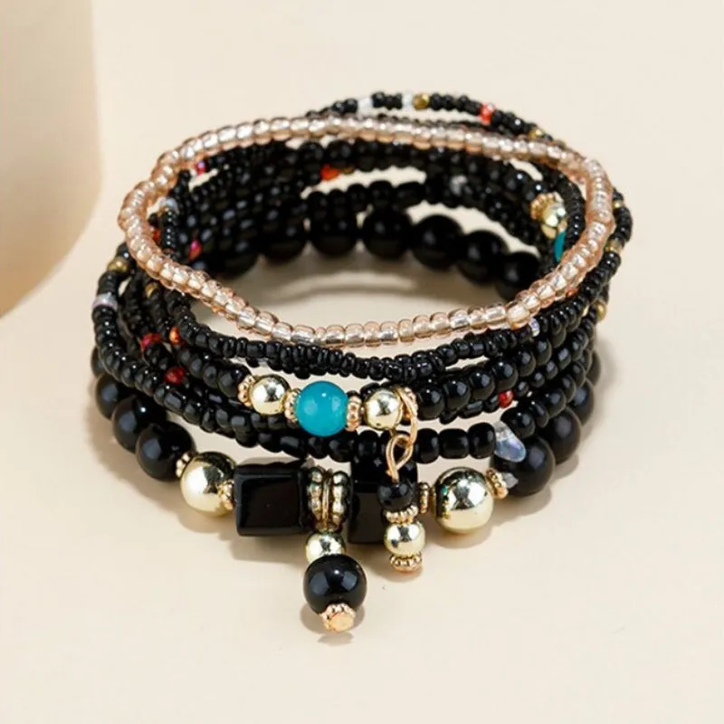 Multi-layer Bohemian Stackable Beaded Bracelets