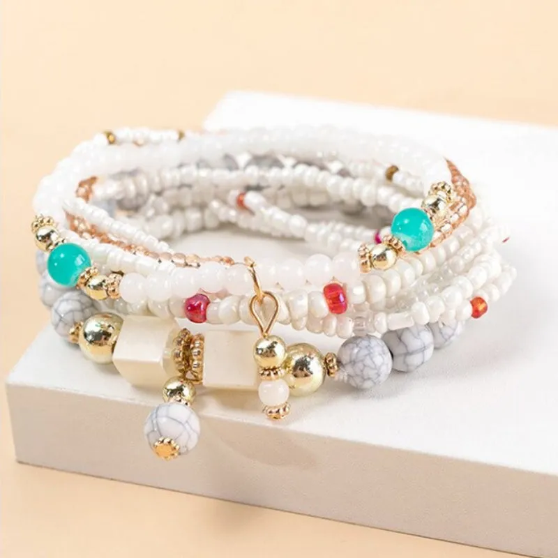 Multi-layer Bohemian Stackable Beaded Bracelets