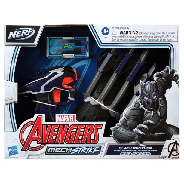 NERF Marvel Avengers Mech Strike Black Panther Blast and Slash Role Play Set Toys