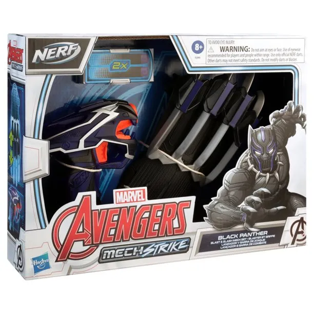 NERF Marvel Avengers Mech Strike Black Panther Blast and Slash Role Play Set Toys