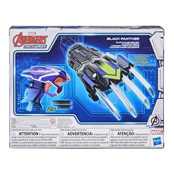 NERF Marvel Avengers Mech Strike Black Panther Blast and Slash Role Play Set Toys