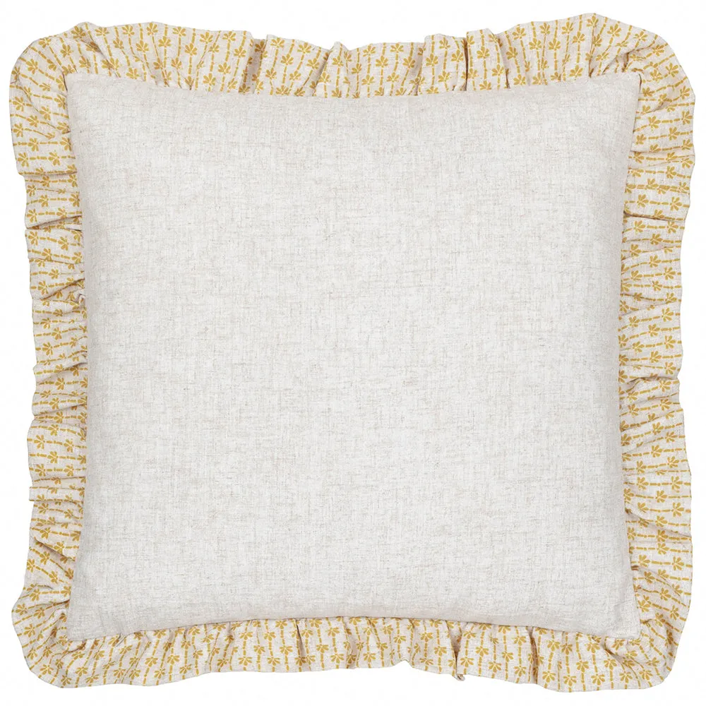 Panni Block Textured Ruffle Cushion LINEN/OCHRE