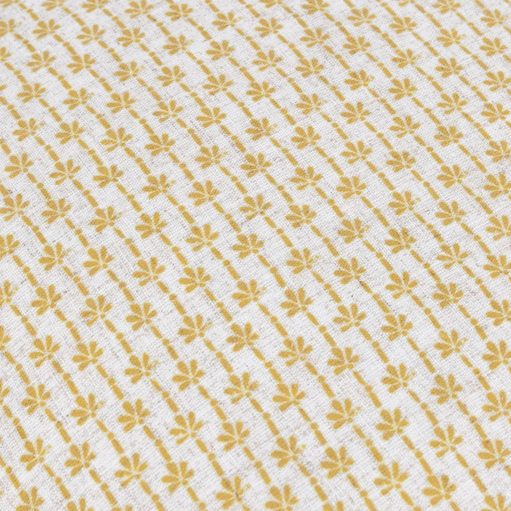 Panni Block Textured Ruffle Cushion LINEN/OCHRE