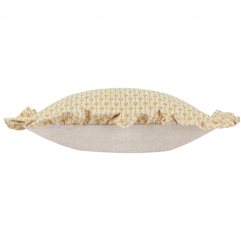 Panni Block Textured Ruffle Cushion LINEN/OCHRE
