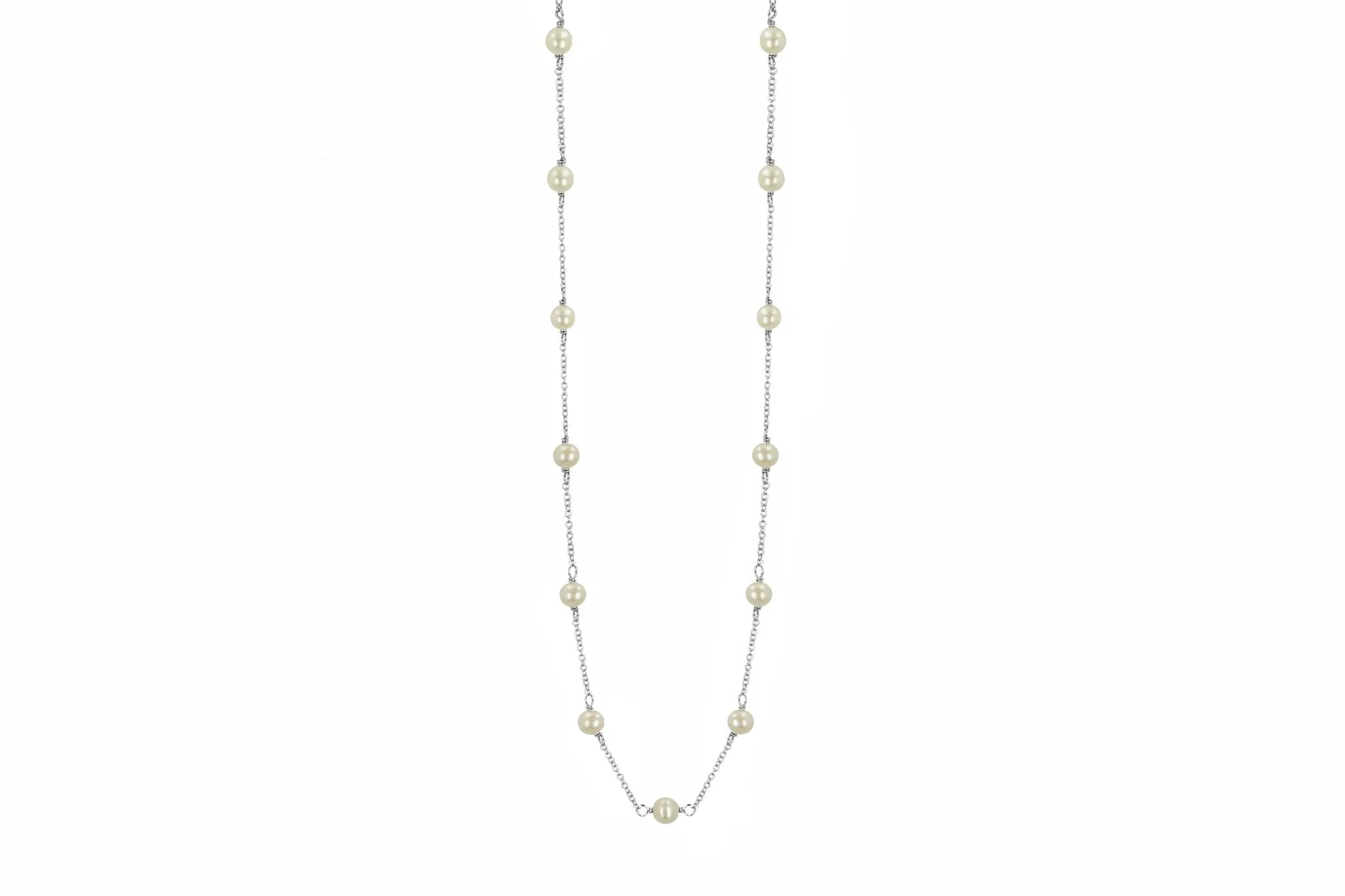 Pearl Station Sterling Necklace