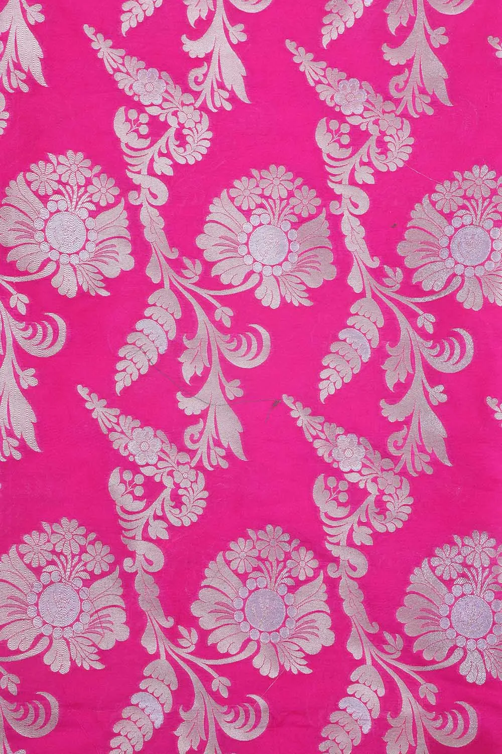 Pink Banarasi Silk Sona Roopa Suit With Blue Tissue Dupatta