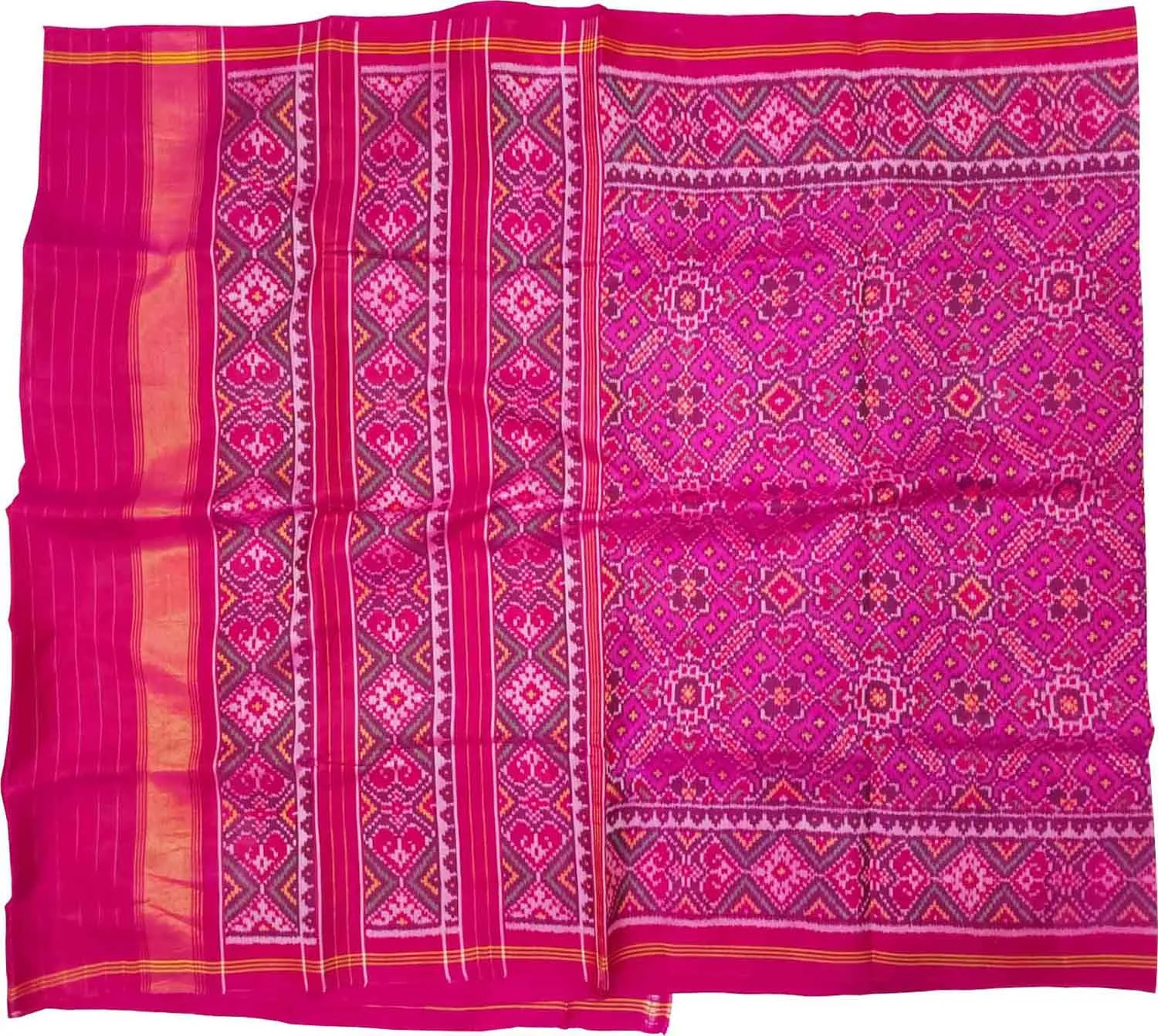 Pink Handloom Semi Patan Patola Silk Saree
