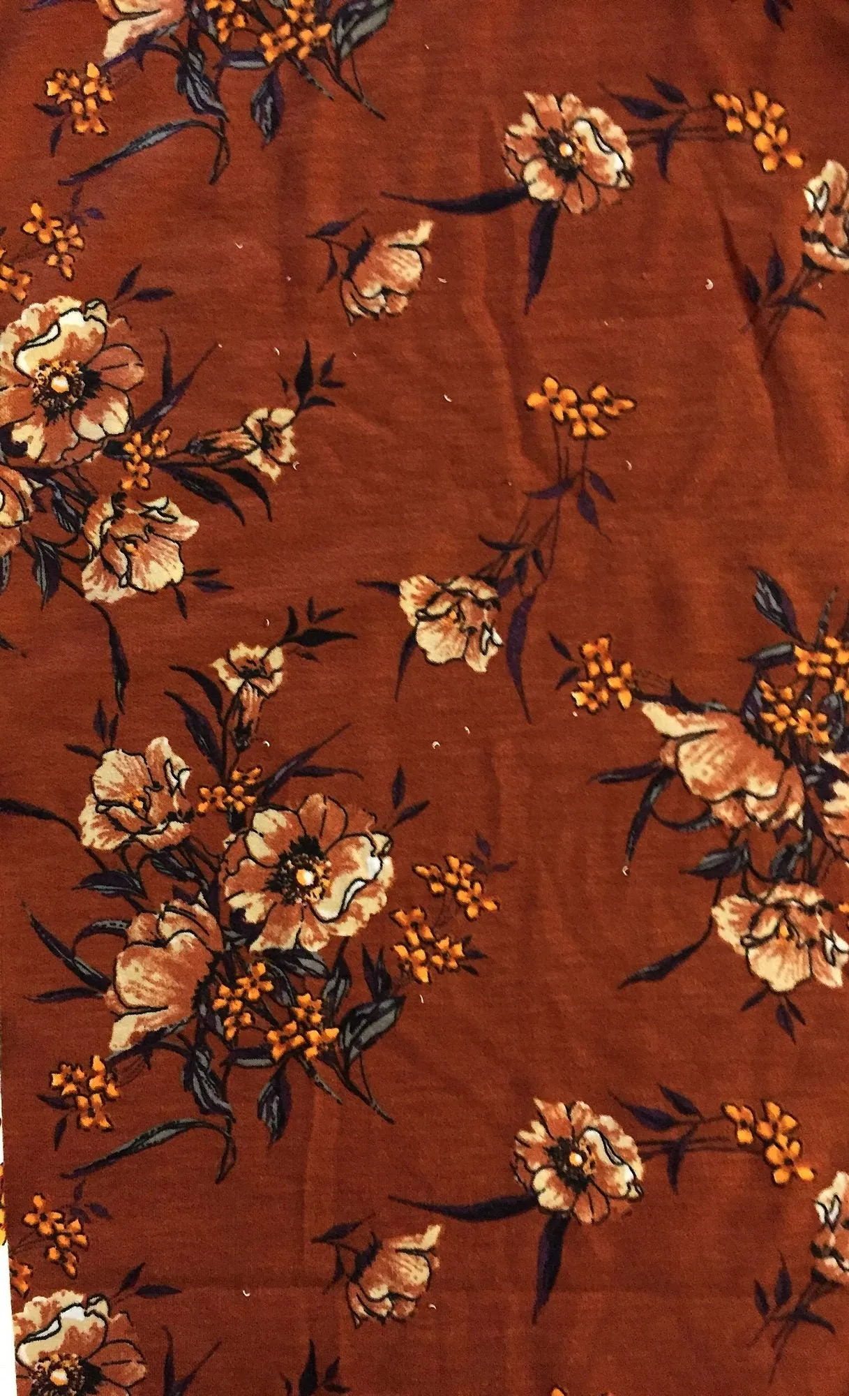 POLY FRENCH TERRY STRETCHED KNIT WITH FLORAL PRINT<br><h6>2-TOBACCO COMBO<br>317PPRT-FL01</h6>