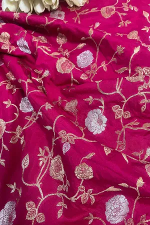 Pretty in Pink: Banarasi Silk Sona Roopa Fabric ( 1 Mtr )
