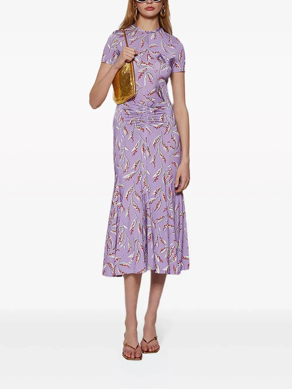 Rabanne Floral Printed Short Sleeved Midi Dress