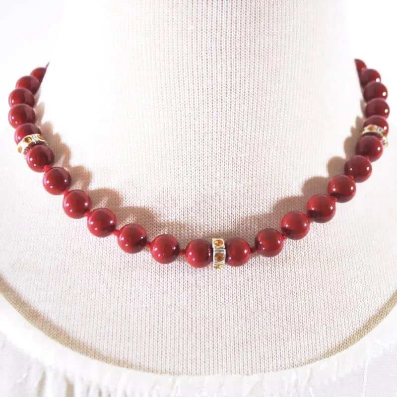 Red Beaded With Charms Ascent Women's  Necklace.