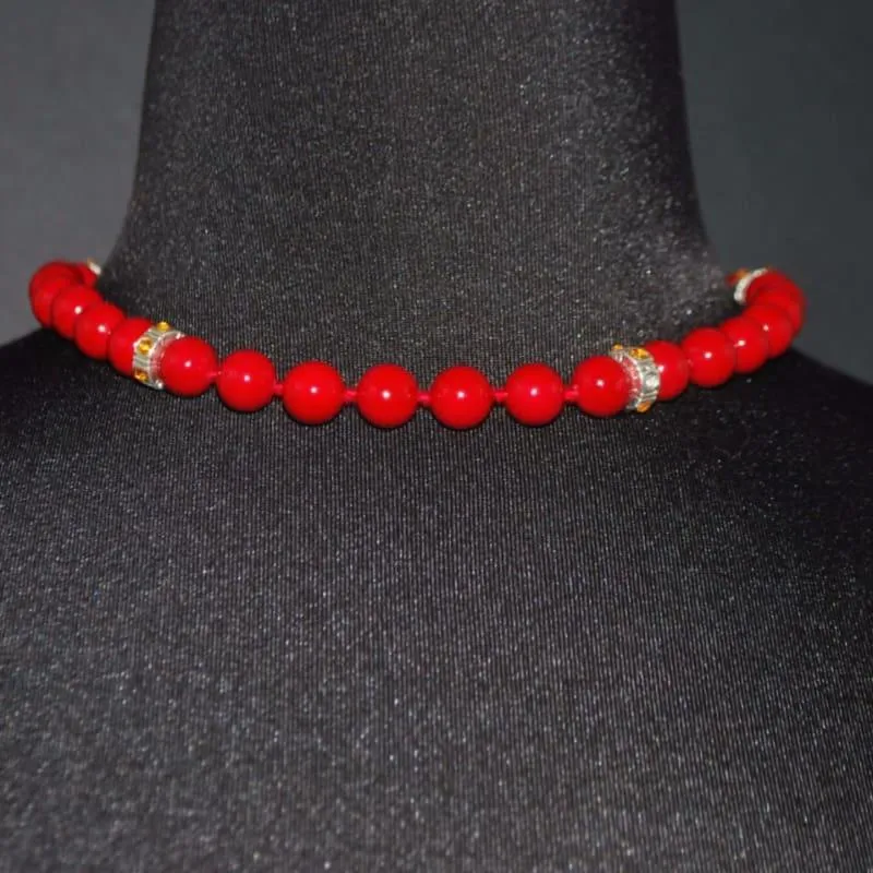 Red Beaded With Charms Ascent Women's  Necklace.