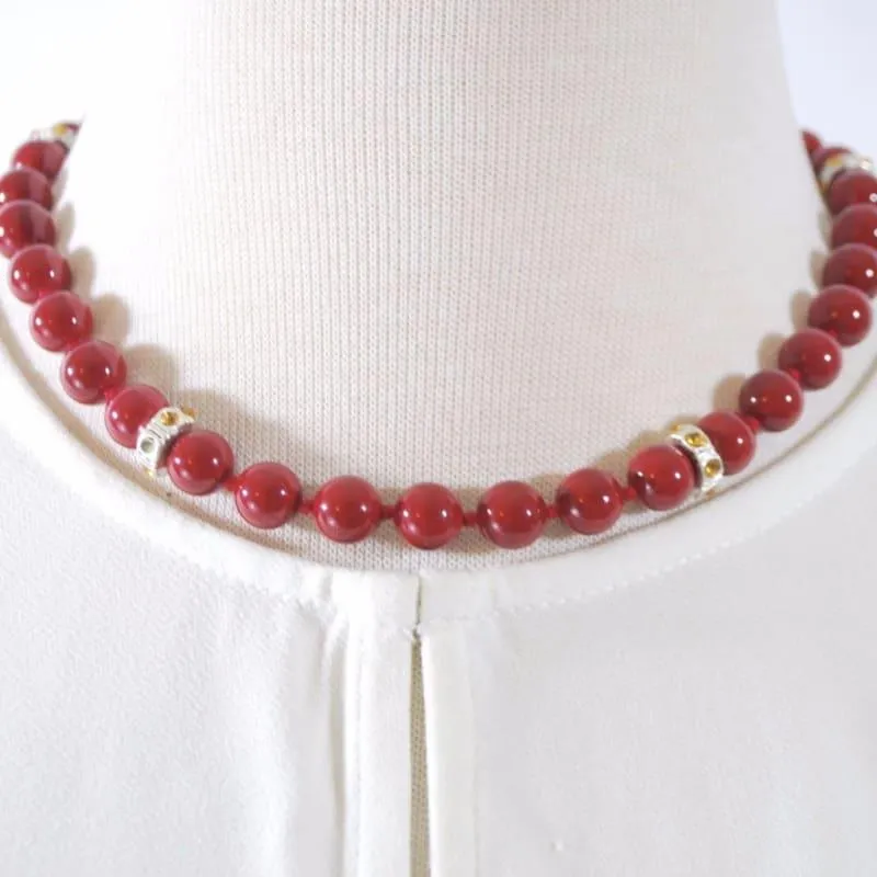 Red Beaded With Charms Ascent Women's  Necklace.
