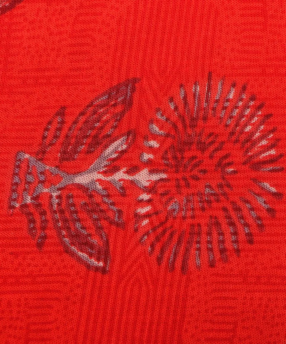 Red Floral Print Rayon Fabric