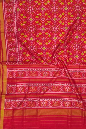 Red Handloom Patola Silk Ikat Saree - Elegant and Timeless