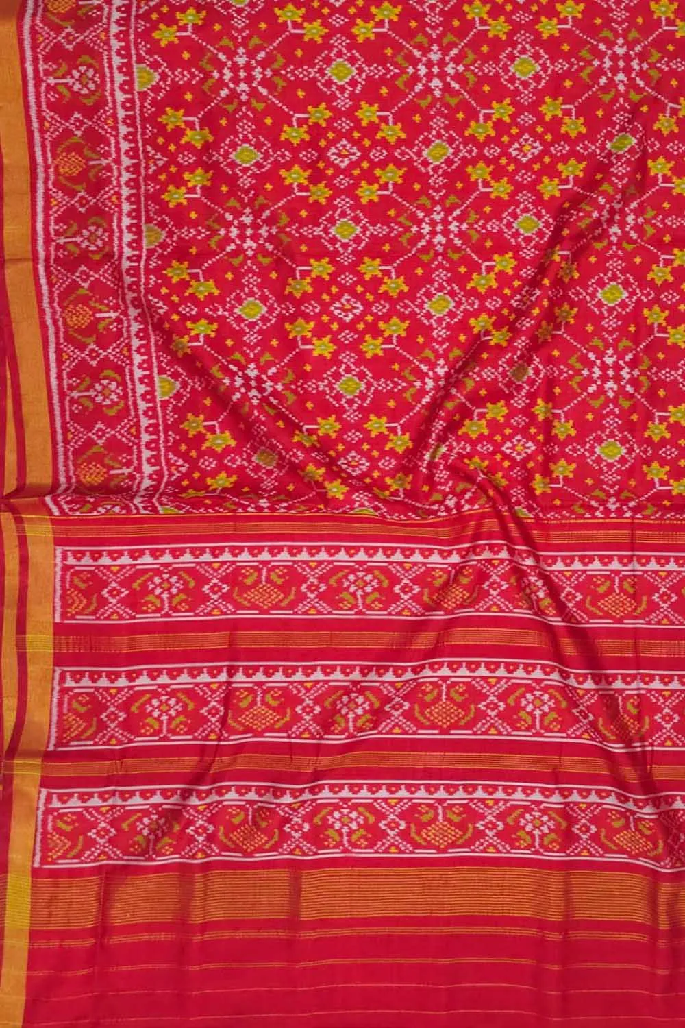 Red Handloom Patola Silk Ikat Saree - Elegant and Timeless