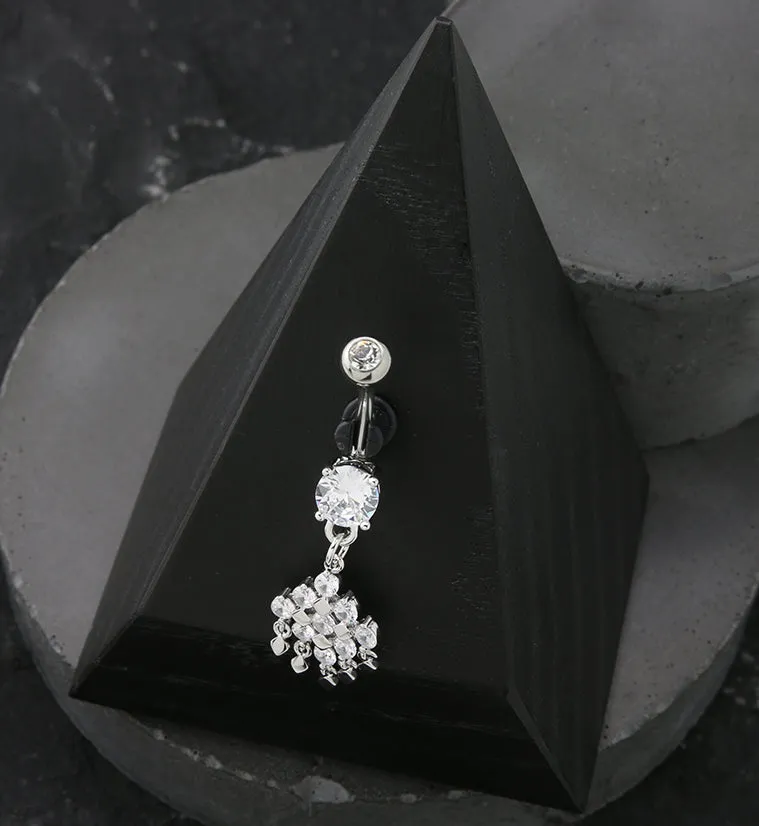 Rhombus CZ Dangle Stainless Steel Belly Button Ring