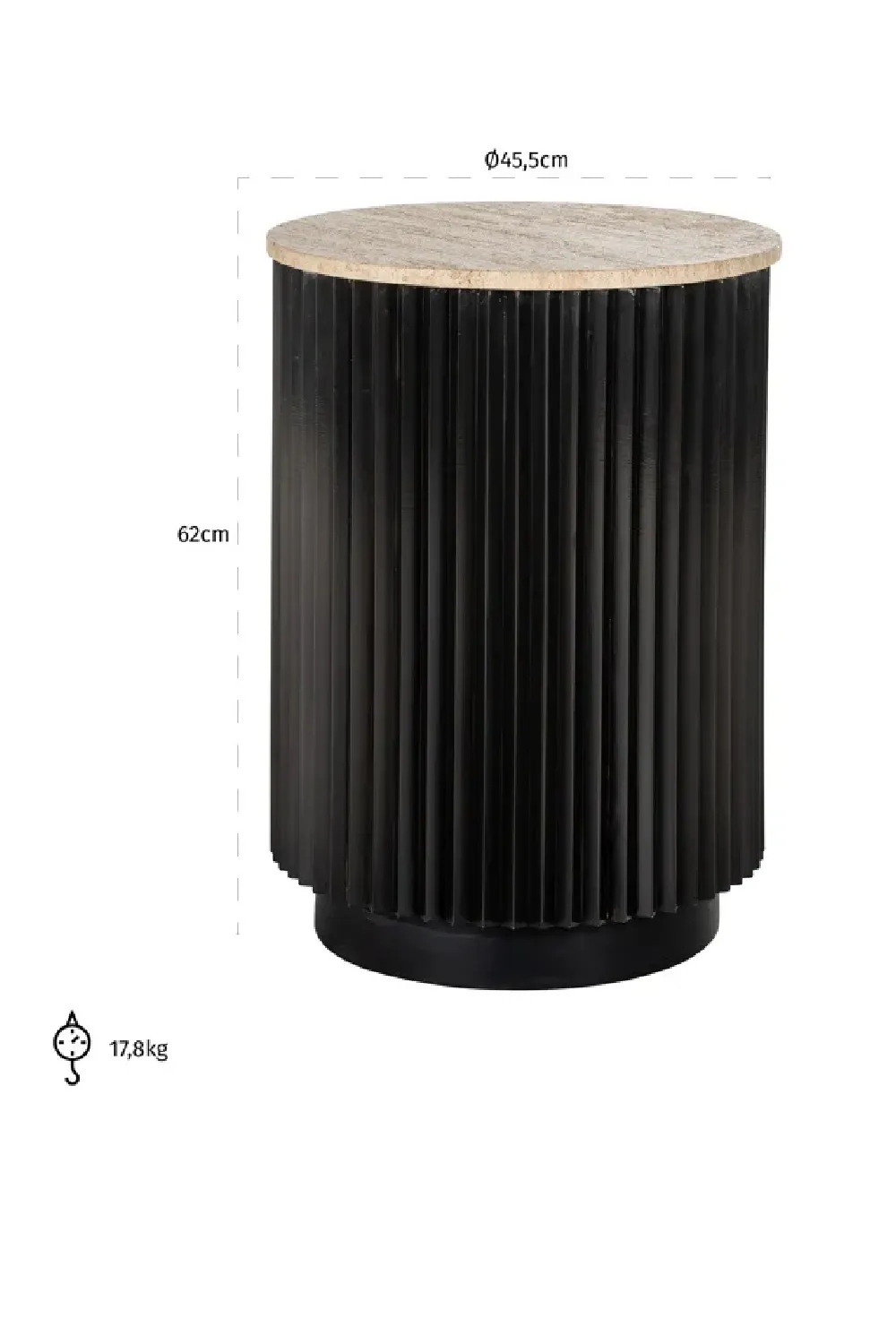 Round Travertine End Table | OROA Hampton