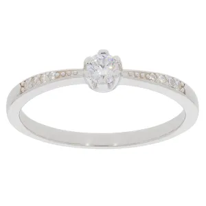 Round White Diamond Sterling Silver Ring with Accent