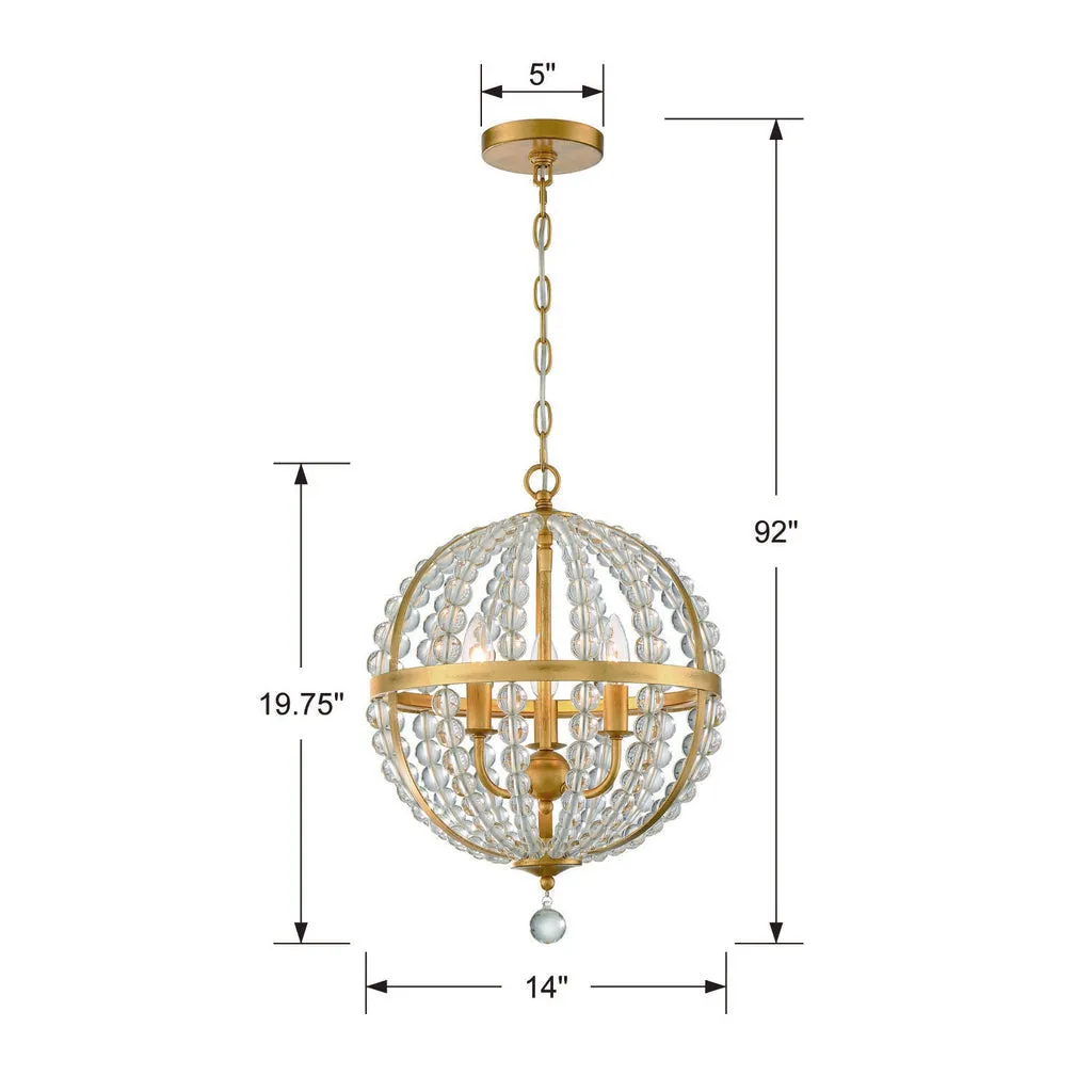 Roxy 3 Light Antique Gold Mini Chandelier
