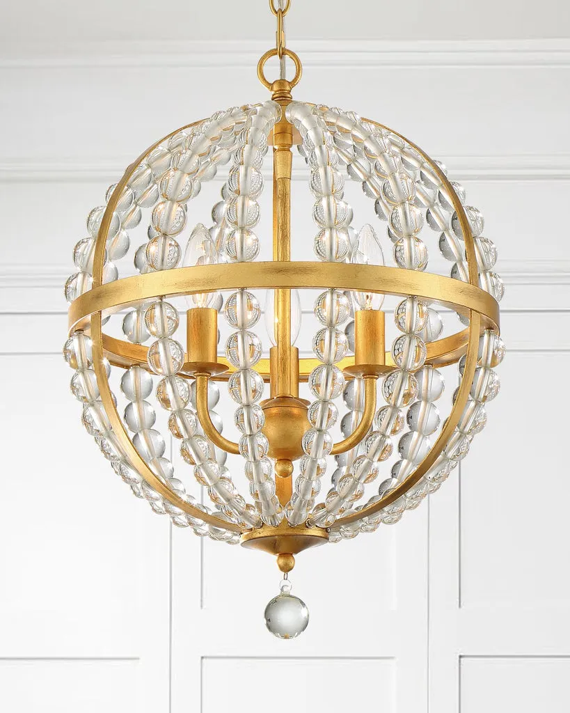 Roxy 3 Light Antique Gold Mini Chandelier