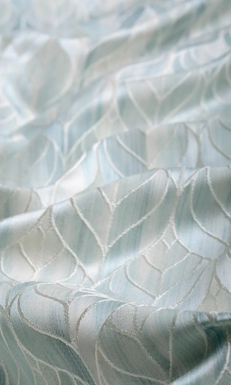 'Seashell Ice' Petal Patterned Roman Shades (Pale Aqua Blue)