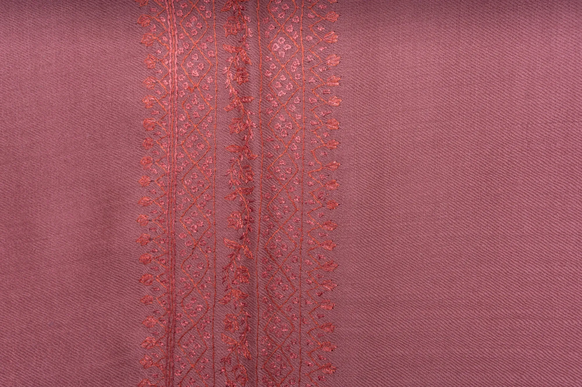 Sienna Serenity: Hand Embroidered Merino Wool Sozni Shawl