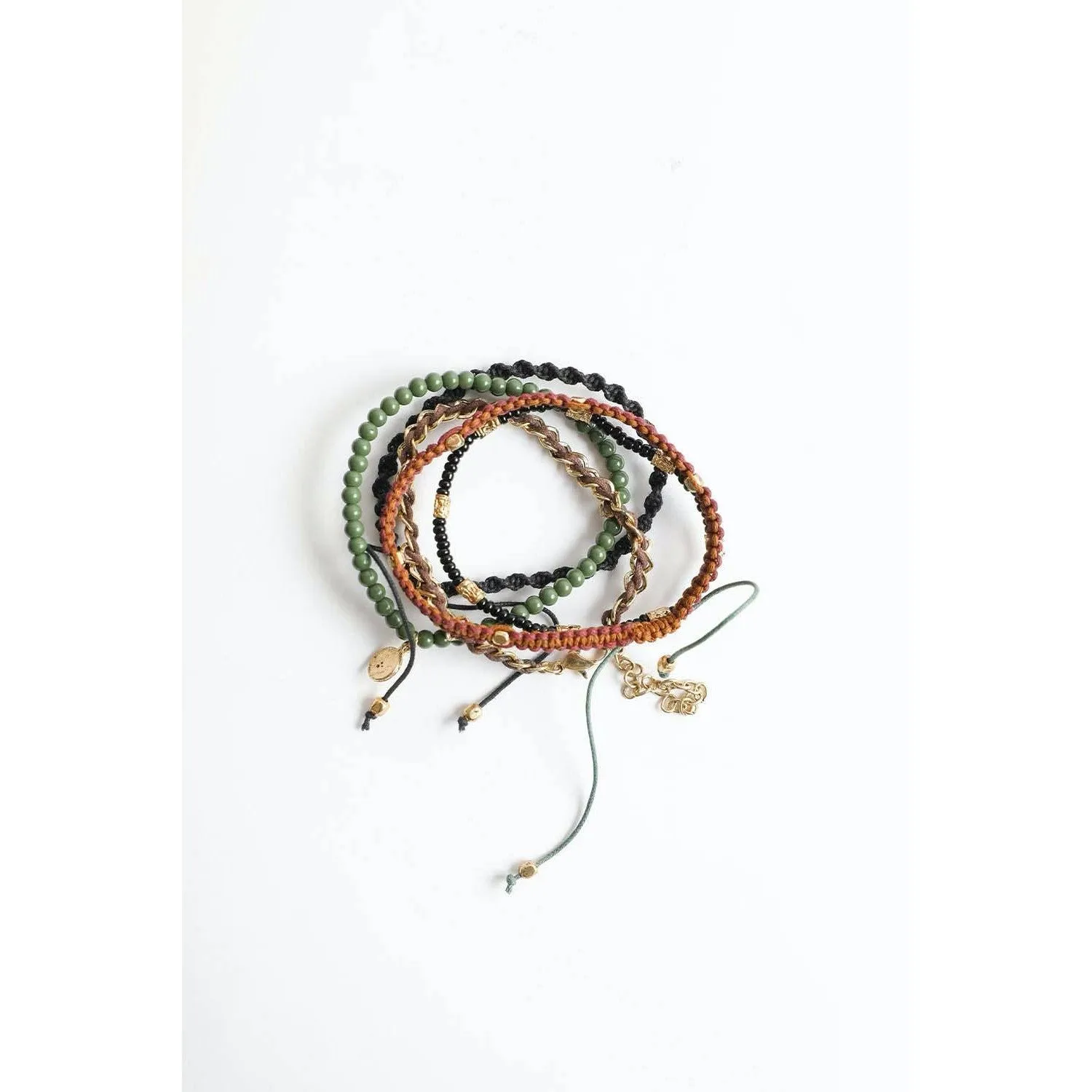 Stackable Bead and Woven Cord Bracelet | Cute & Trendy Adjustable Stacked Fashion Jewelry