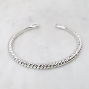 Sterling Silver Heavy Twisted Cuff with Curled Ends