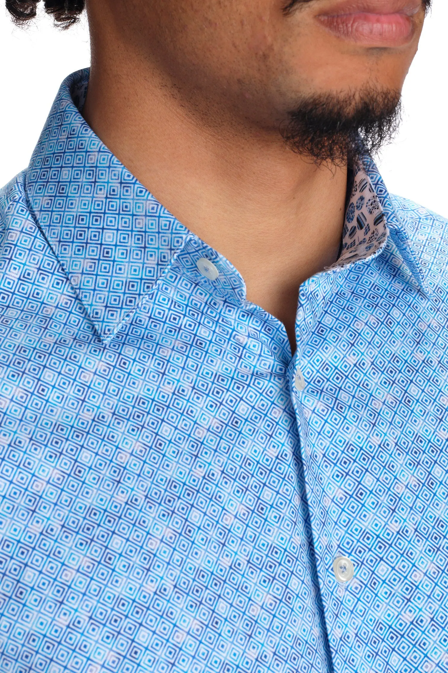 Stretch Printed Geometric Shirt