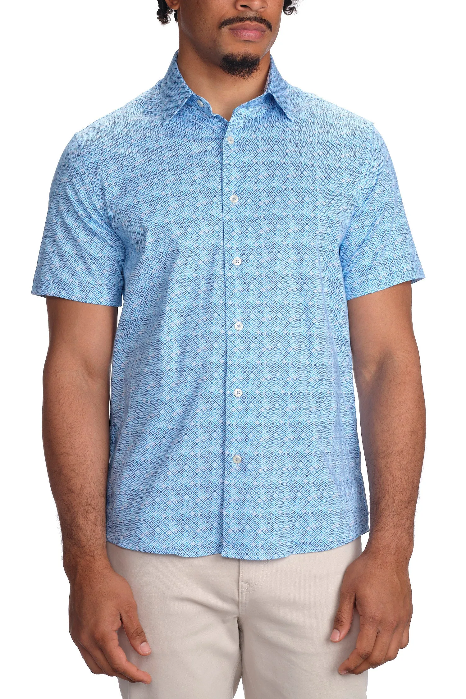 Stretch Printed Geometric Shirt