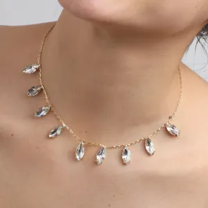 TFC 24K Drop Diamond Gold Plated Dainty Necklace