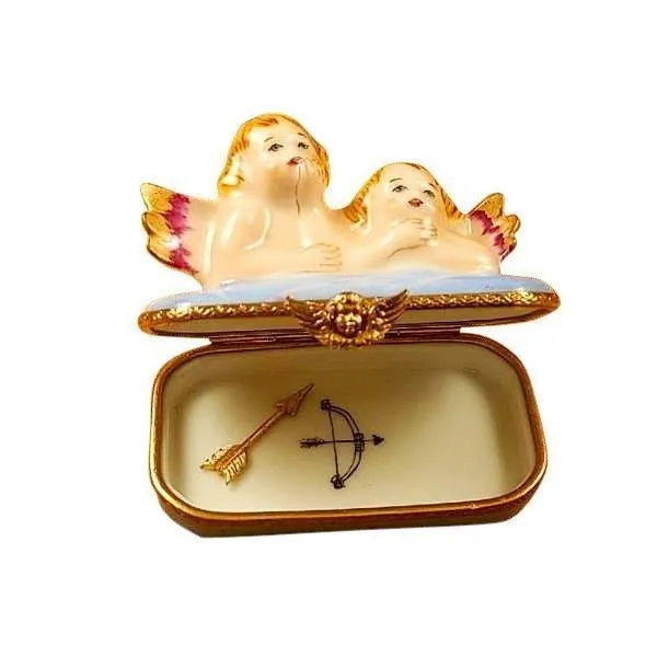 Two Angels on Blue Base with Removable Arrow
