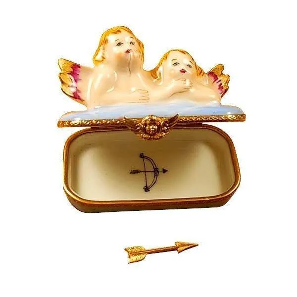 Two Angels on Blue Base with Removable Arrow