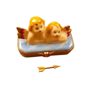 Two Angels on Blue Base with Removable Arrow