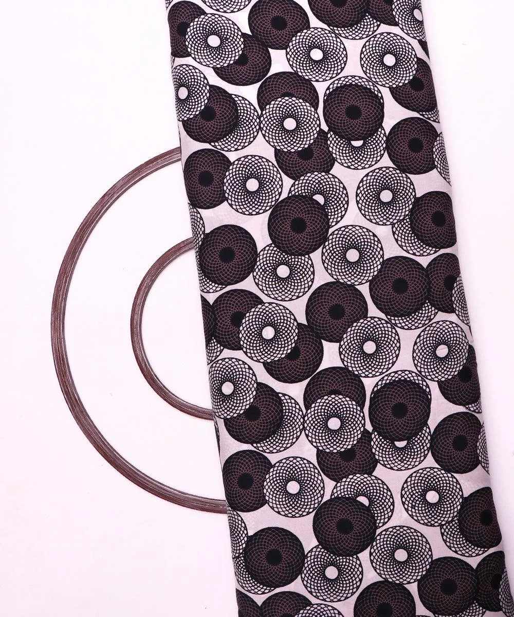 White Colour Geometric Print Rayon Fabric