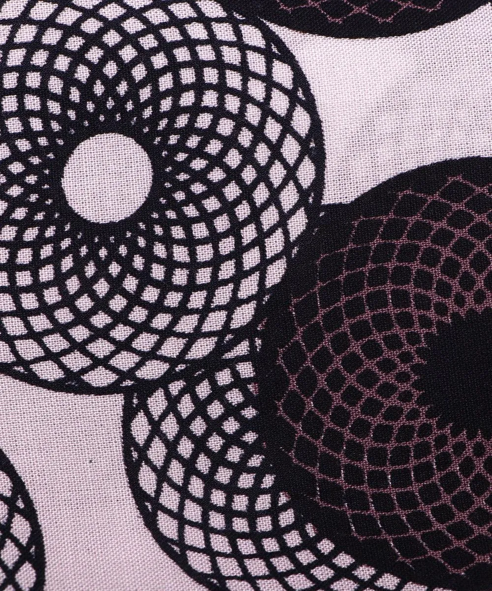 White Colour Geometric Print Rayon Fabric