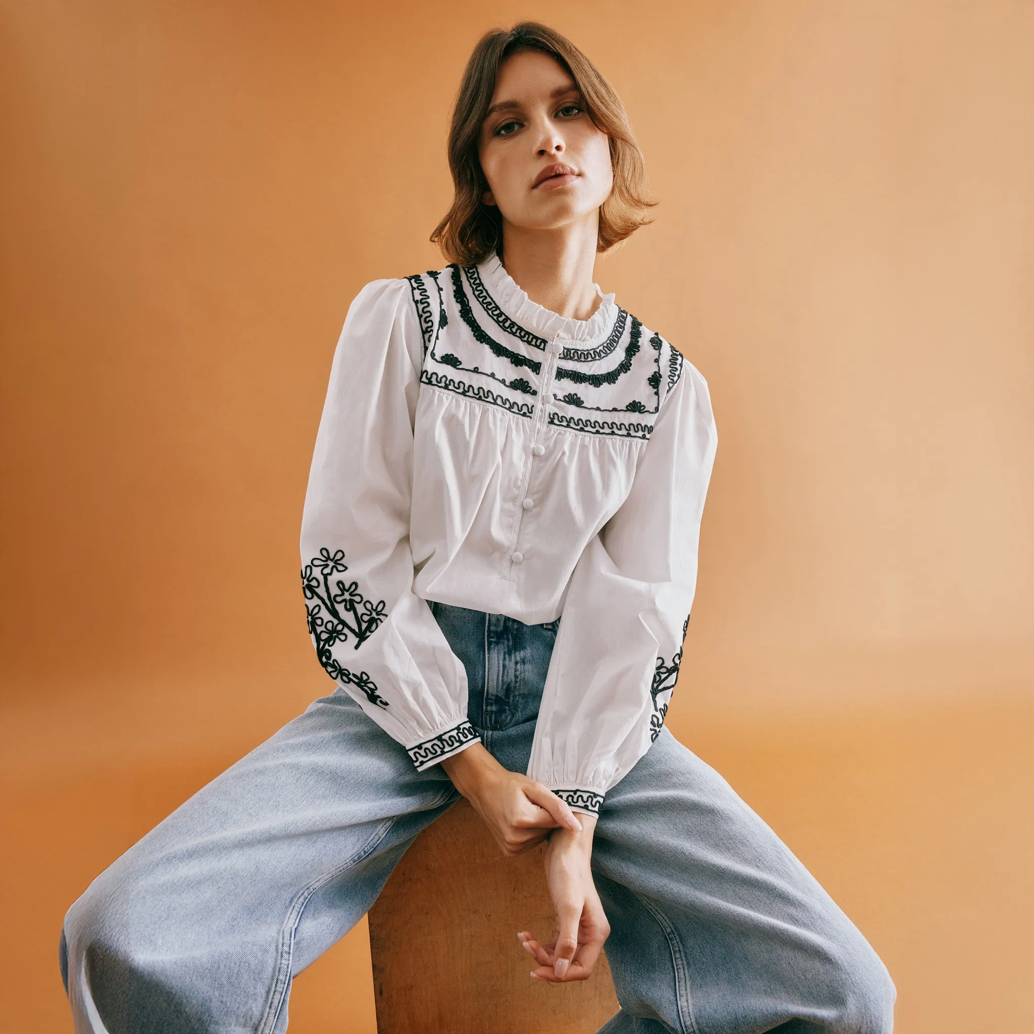 White Embroidered Blouse