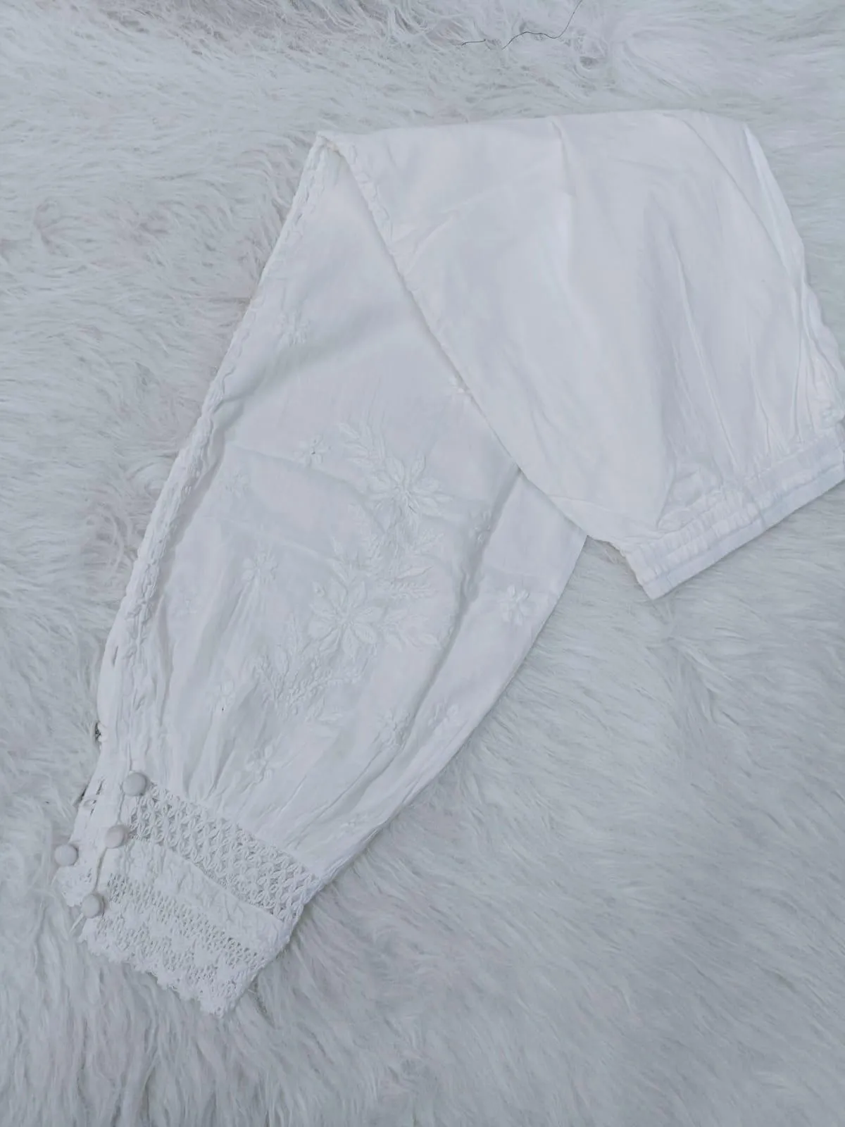 White Embroidered Cotton Afghani Salwar